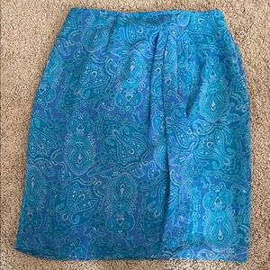 Worthington Blue Pleated Paisley Skirt Size 8‎